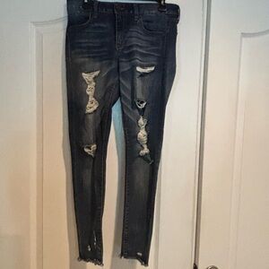 Distressed Dark Blue Women Jeans